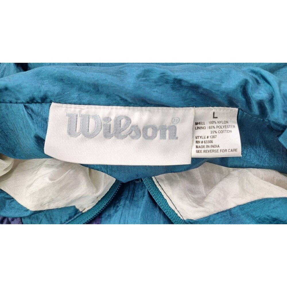 Vintage Wilson Windbreaker Jacket Women Large Teal White Southwestern Embroidery - Picture 5 of 6